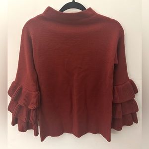 Shein long sleeve red sweater ruffle sleeves